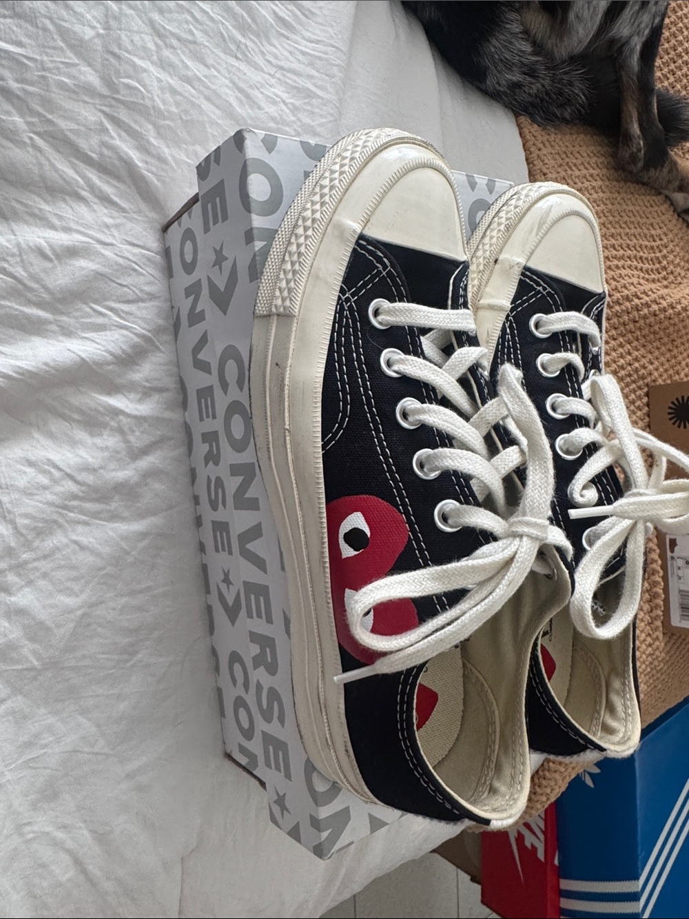Comme des Garçons PLAY Black Canvas Low-Top Sneakers with Red Heart